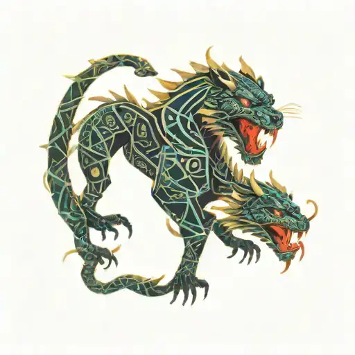 Tigre banco con dragon uroboros snake tattoo design idea