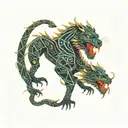 Tigre banco con dragon uroboros snake tattoo design idea