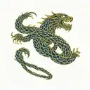 Tigre banco con dragon uroboros snake tattoo design idea