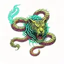 Tigre banco con dragon uroboros snake tattoo design idea