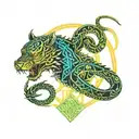 Tigre banco con dragon uroboros snake tattoo design idea