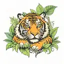 tiger and jungle tattoo design idea