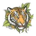 tiger and jungle tattoo design idea