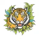 tiger and jungle tattoo design idea