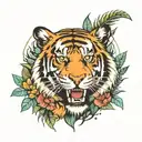 tiger and jungle tattoo design idea