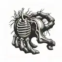 man hand and skeleton reaching for real human heart tattoo design idea