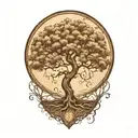 willow oak tree with roots tattoo design idea