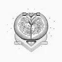 A weight scale with an anatomic heart on one side and a pile of money on the other side tattoo design idea