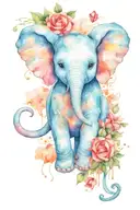 "harlee" baby elephant angel wings tattoo design idea