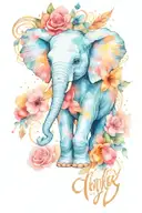 "harlee" baby elephant angel wings tattoo design idea