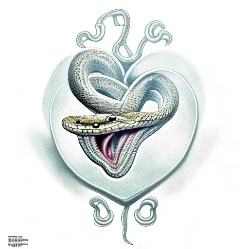snake eating a heart tattoo design idea