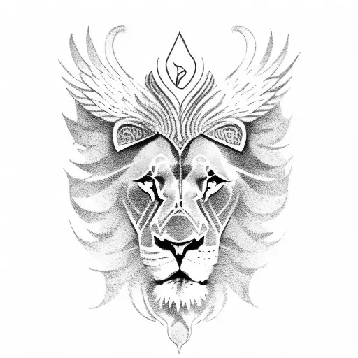 lion with wings tattoo design idea