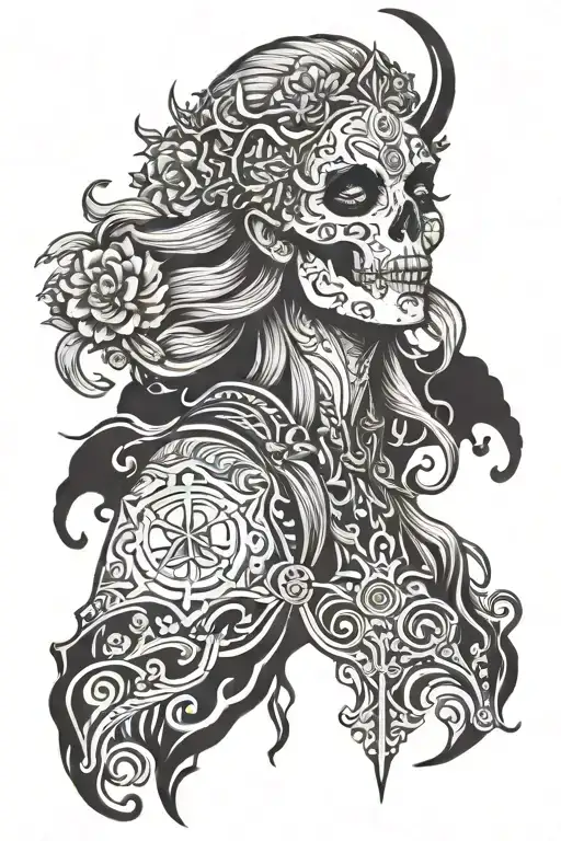 hel nordic godess of death tattoo design idea
