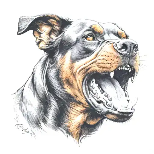 growling Rottweiler head tattoo design idea
