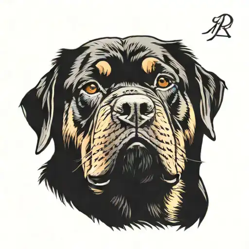 angry Rottweiler head tattoo design idea