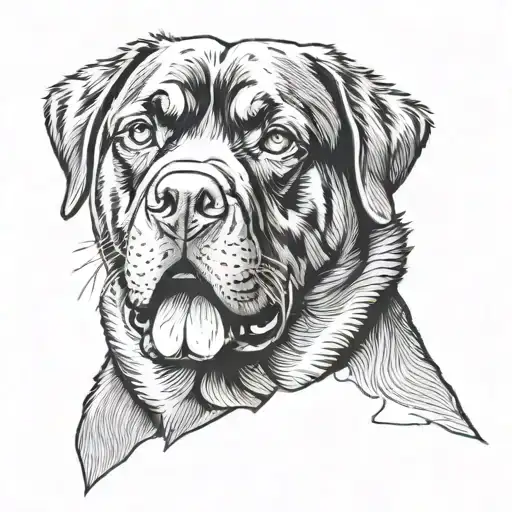 barking  Rottweiler head tattoo design idea
