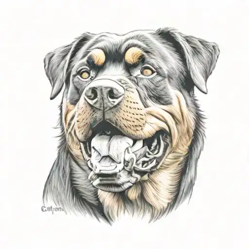 barking Rottweiler head tattoo design idea
