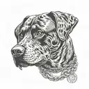 barking  Rottweiler head with chain collar  tattoo design idea