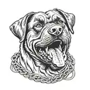 barking  Rottweiler head with chain collar  tattoo design idea