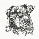 barking  Rottweiler head with chain collar  tattoo design idea