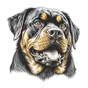angry Rottweiler head tattoo design idea