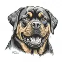 angry Rottweiler head tattoo design idea