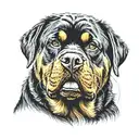 angry Rottweiler head tattoo design idea