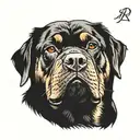 angry Rottweiler head tattoo design idea