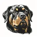 angry Rottweiler head tattoo design idea