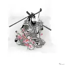 Samurai kneeling at a cherry blossom tattoo design idea