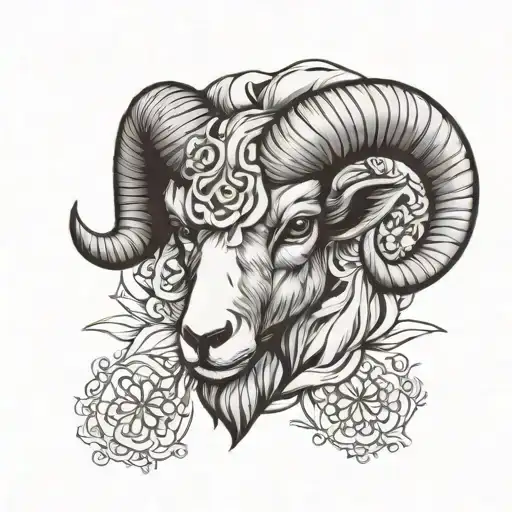 ram head tattoo design idea