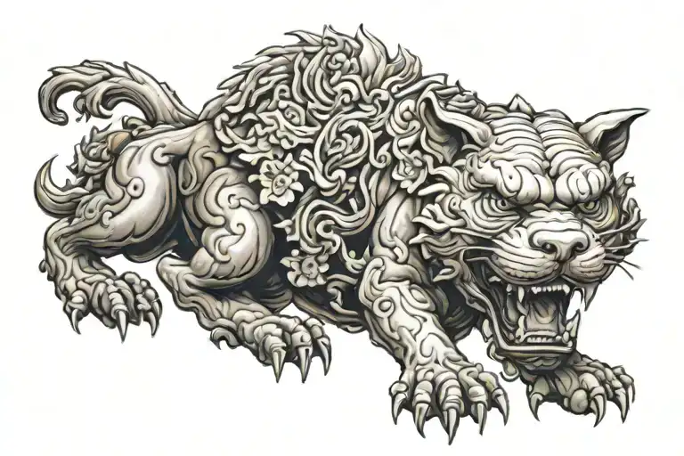 fu dog tattoo design idea