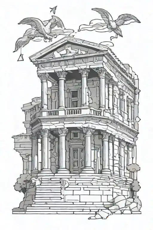 Roman ancient buildings tattoo design idea