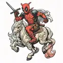 Deadpool riding unicorn tattoo design idea