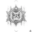 A hauntingly detailed tattoo featuring gates leading to both heaven and hell, symbolizing the duality of life tattoo design idea