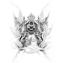 A hauntingly detailed tattoo featuring gates leading to both heaven and hell, symbolizing the duality of life tattoo design idea