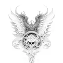 A hauntingly detailed tattoo featuring gates leading to both heaven and hell, symbolizing the duality of life tattoo design idea