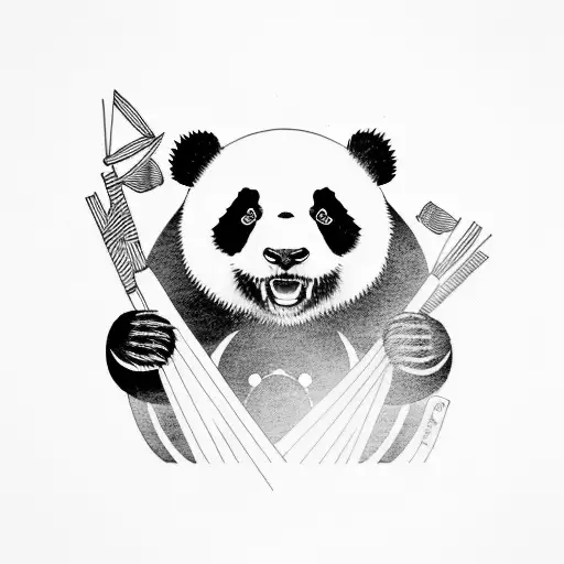 Japanese panda tattoo design idea