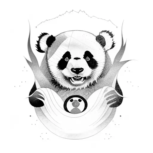 Japanese panda tattoo design idea