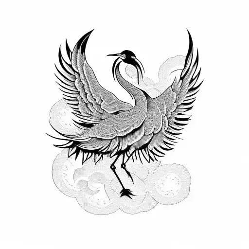 Japanese crane tattoo design idea