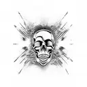 Skull in blackwork tattoo design idea