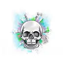 Skull in blackwork tattoo design idea