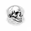 Skull in blackwork tattoo design idea