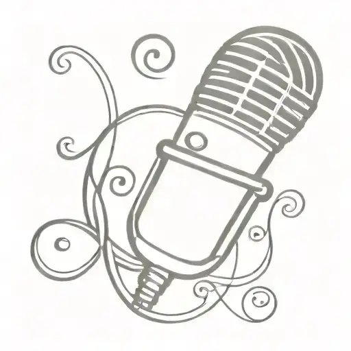 A minimalist tattoo design of a microphone with musical notes intertwined, representing your love for singing and playing instruments tattoo design idea