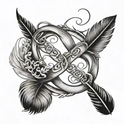 infinity symbol, love, feather, loss, memory, dad lettering tattoo design idea