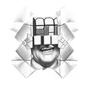 man with a Rubik's cube head tattoo design idea