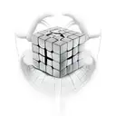 man with a Rubik's cube head tattoo design idea