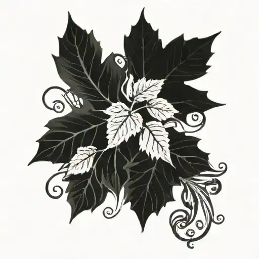 Chest line tattoo medium detail of Ivy vine with 8 leaves tattoo design idea
