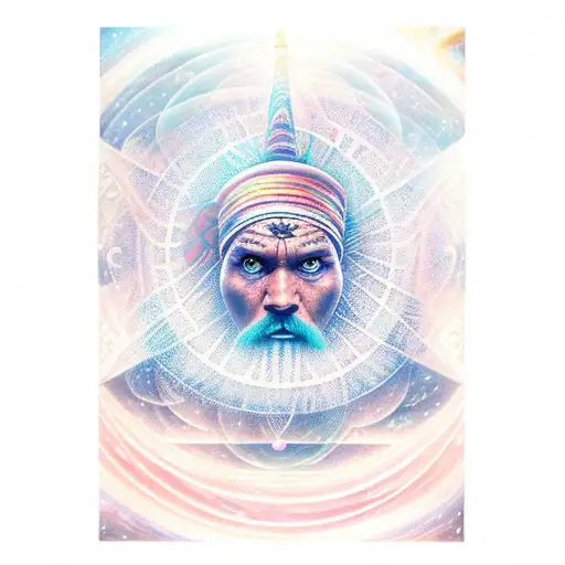 A spiritual trader sailing through the cosmos tattoo design idea