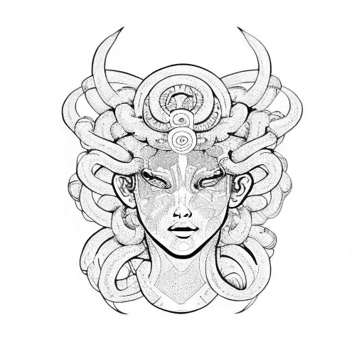 medusa con flore tattoo design idea